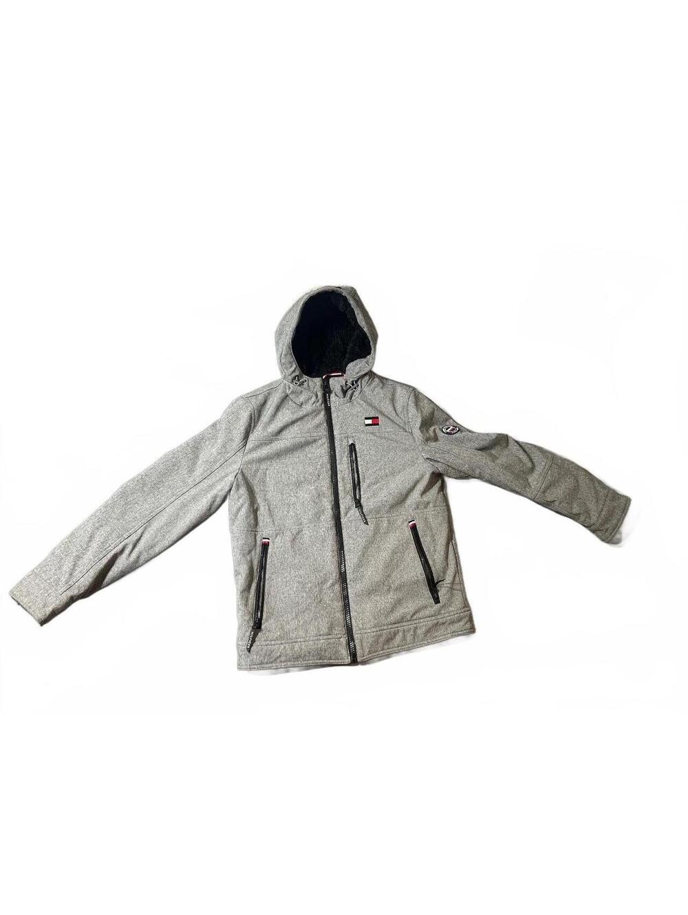 Tommy Hilfiger Gray 3-Layer Water Resistant Wind Resistant Hooded Jacket